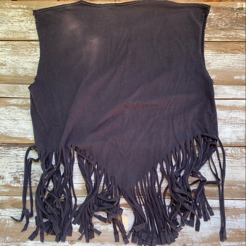Vintage black hot air balloon crop top tee with fringe, size large - Picture 4 of 9